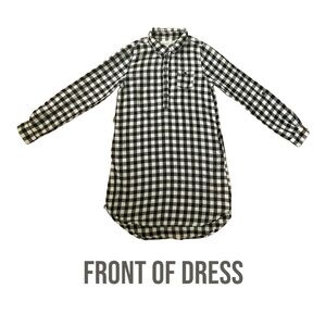 H&M Girls Buffalo Plaid Shirt Dress Black Size: 9/10 (Blsck & White) ✨LIKE NEW✨